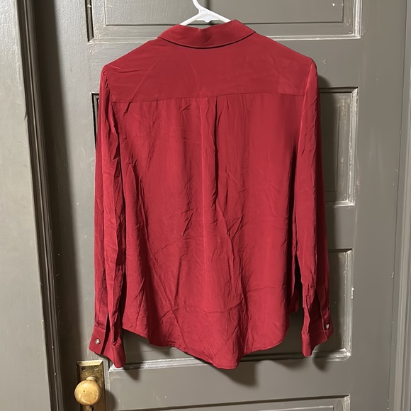 Ann Taylor 100% Silk Maroon Button Down - Picture 3 of 7